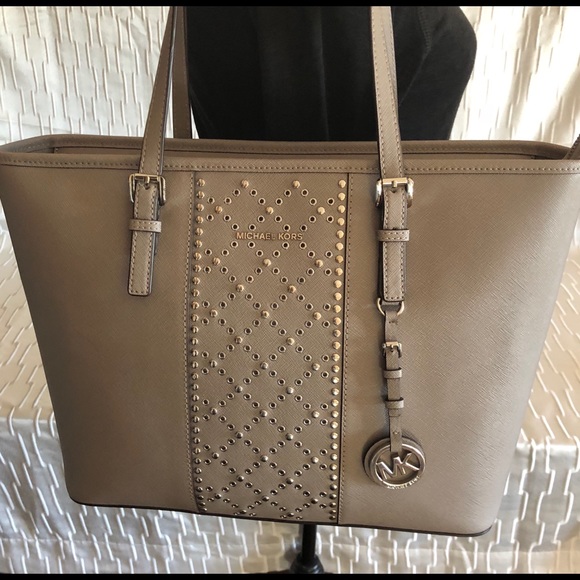 Michael Kors Handbags - Michael Kors Pearl Gray embellished jet set tote